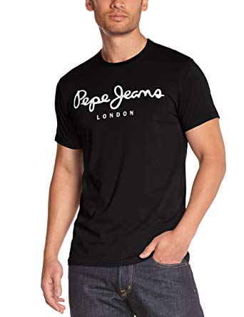 Pepe Jeans Herr Original Stretch bomull Slim-Fit T-shirt Svart Storlek Xxl