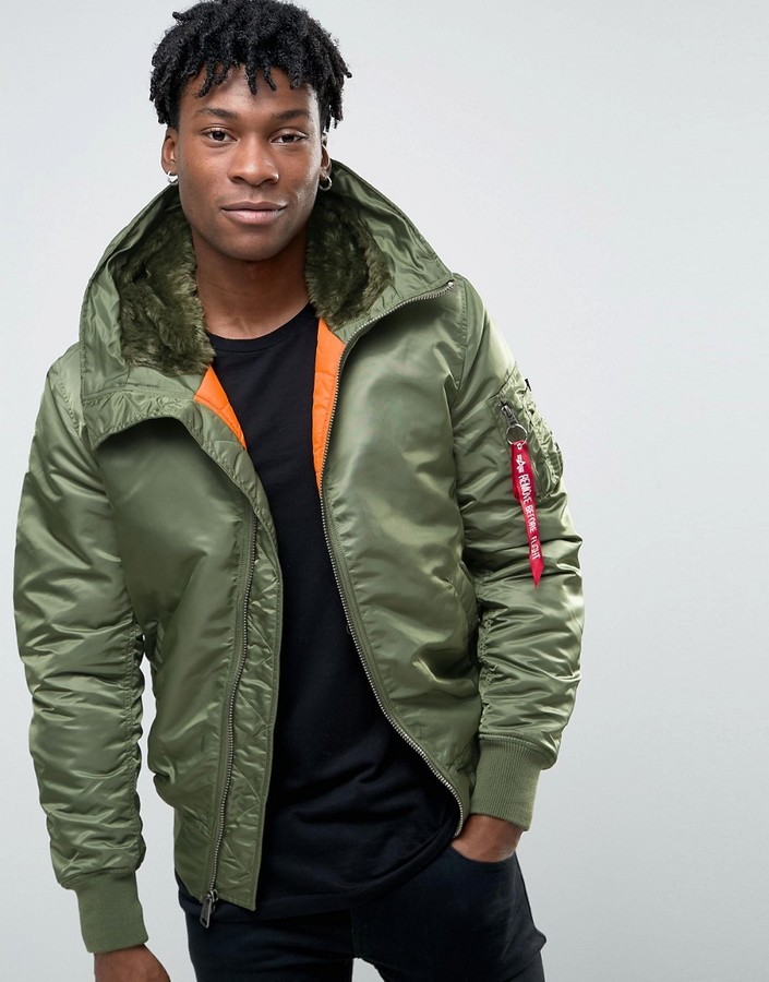 ... Alpha Industries Ma 1 Bomberjacka med huva i normal passform Sage Green ...