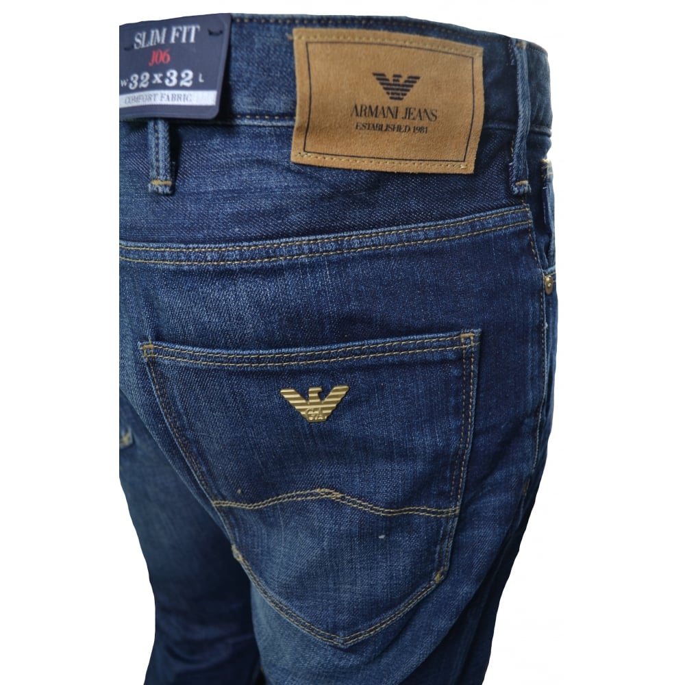 Armani Jeans Menu0026#039;s J06 Slim Fit blå jeansjeans