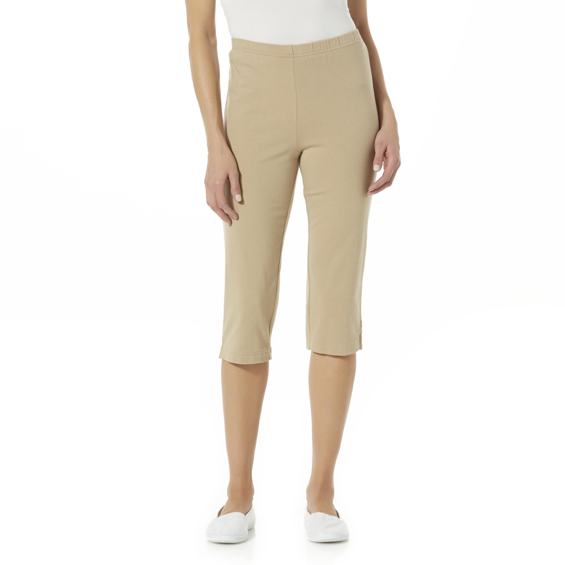 Basic Editions Stickade Capri-byxor för kvinnor