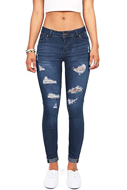 Wax Denim Dam Juniors Distressed Slim Fit Stretchy Skinny Jeans i Amazon Dam Jeans butik