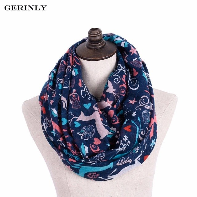 GERINLY Ring Halsdukar Dam Djurtryck Loop Scarf Mode Vinter Infinity Sjal Wrap Mjuk Tube Scarfs