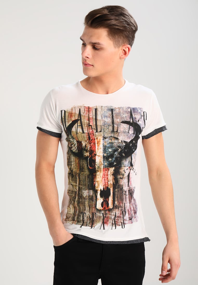 Key Largo COWBOYS - T-shirt med tryck - benvit herrtröja,key largo industriförsäljning,officiella brittiska återförsäljare