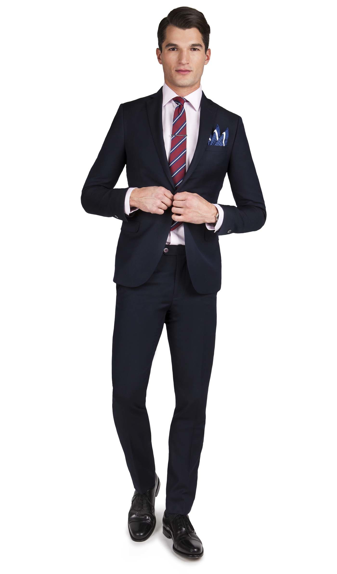 Fitted Suits furu marinblå texturerad vävd 1-knapps skinny fit kostym DHIWQBM