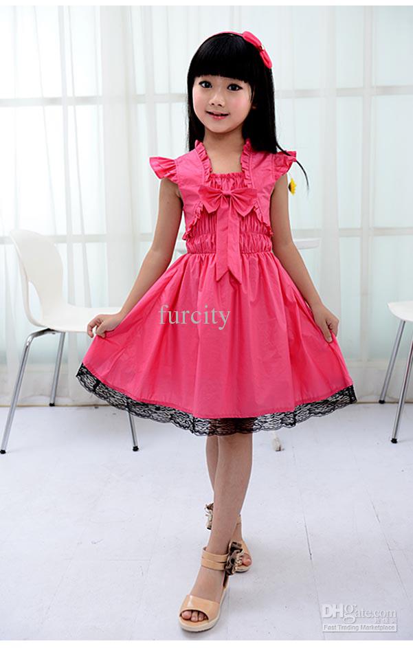Barn Flickkläder 2018 ruby ​​rox barn flickor rosettklänning vattenmelon medium korea version prinsesskjolar MWNZMEK