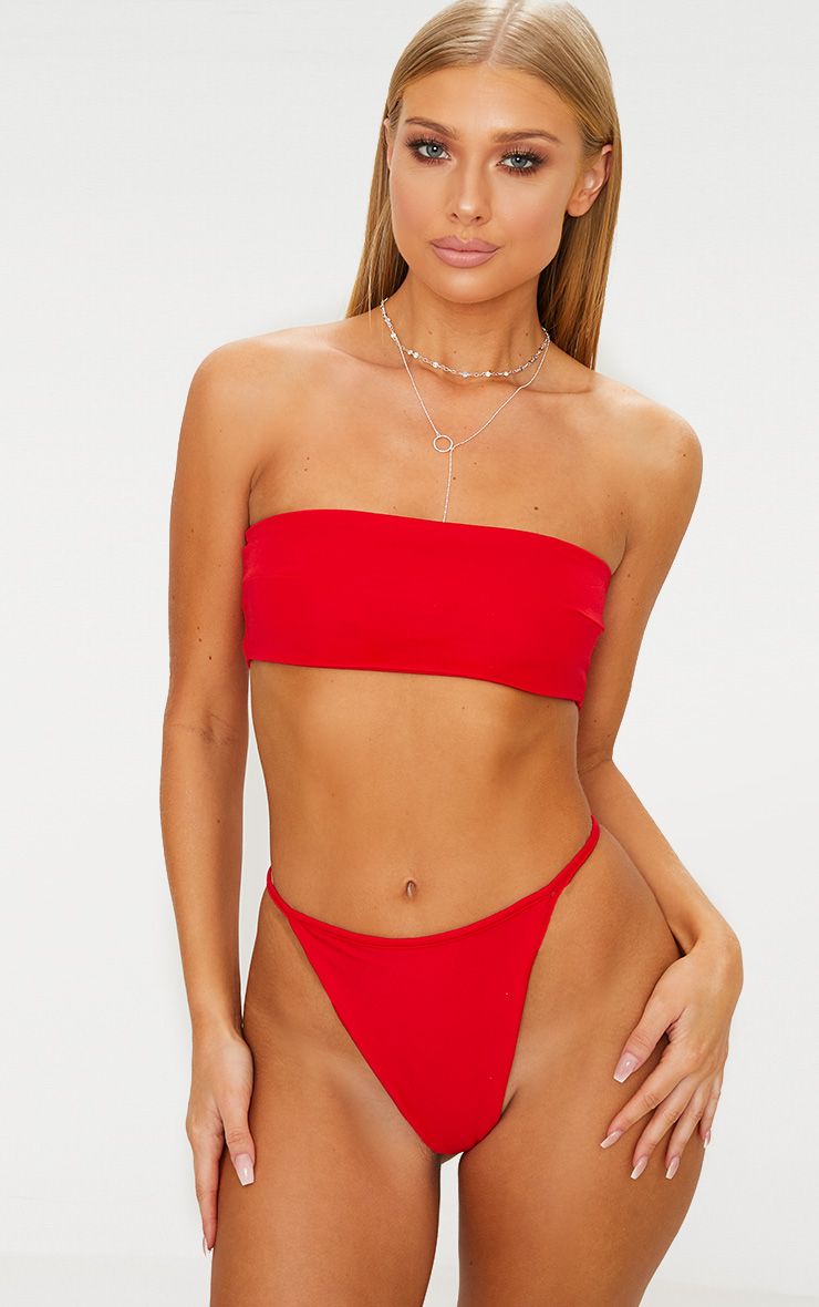 Bandeau Bikini röd mix u0026 match bandeau bikini topp |  prettylittlething usa LKPRILA