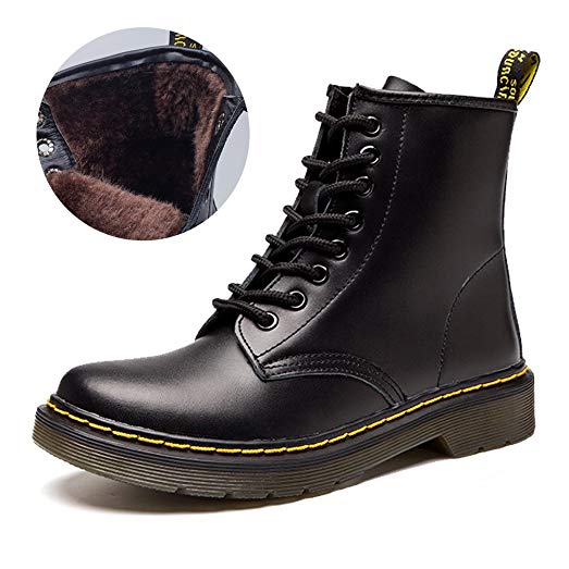 JACKSHIBO Womenu0027s Menu0027s Mode Läder Motorcykelskor Vinter Combat Boots