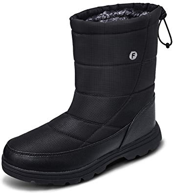 soouops Vinter Vattentät Varm Päls Mid Calf Snow Boots för Kvinnor Män 8,5 M US,