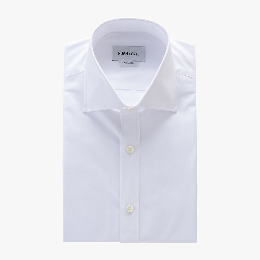 Kent Collar Shirt hugh u0026 crye storlekstabell hög spridd krage skjorta i vit solid 120-tals poplin LCRAHRK