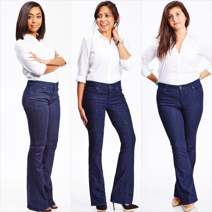 Utsvängda jeans för kvinnor riktiga kvinnor som bär utsvängda jeans trend PUTVLKJ