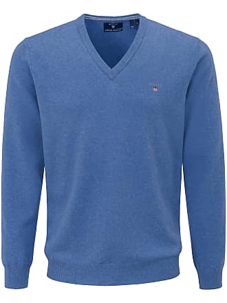 Gant tröja gant v-ringad tröja i 100 % nyfräst ull gant blå HYAACMT