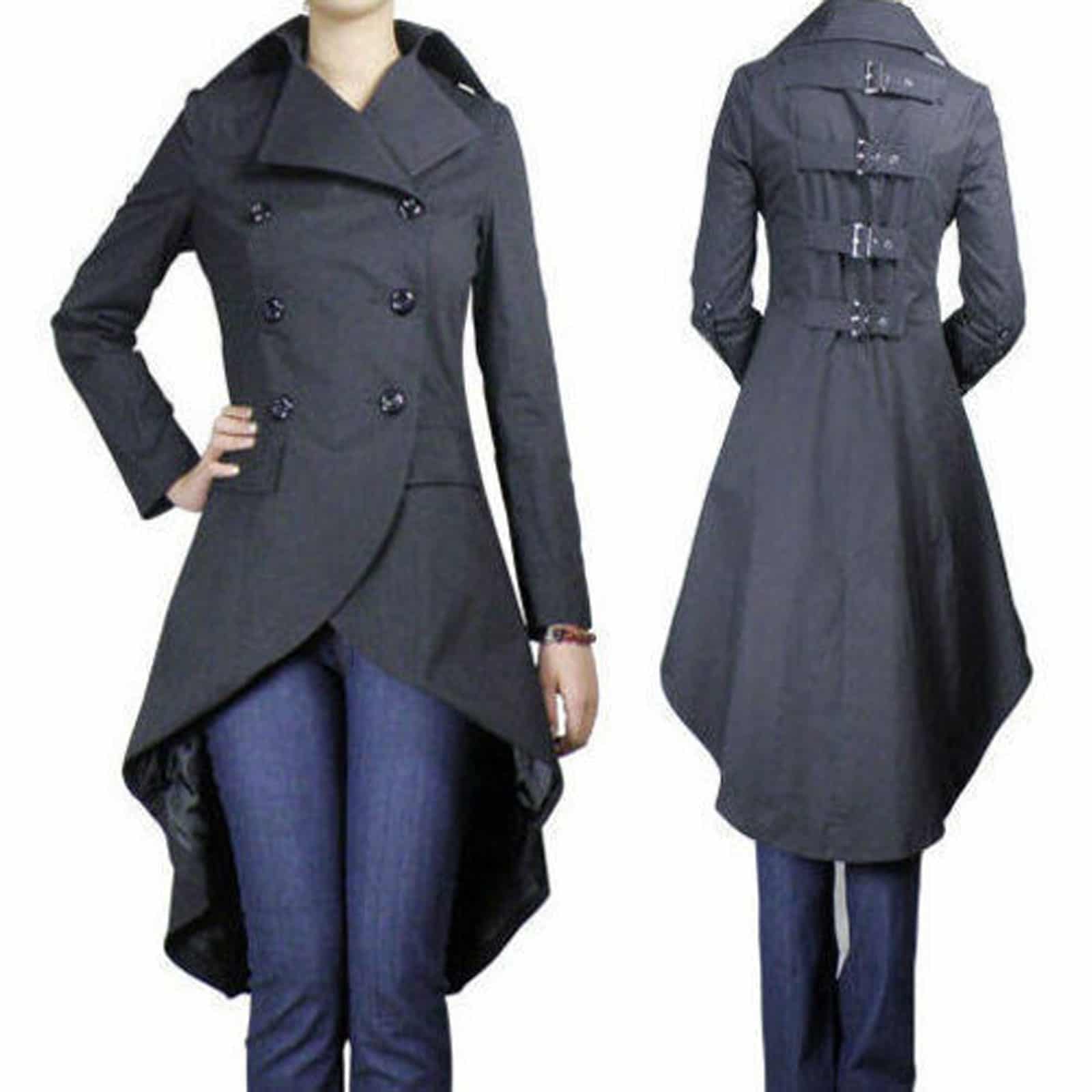 Långa jackor fishtailrock, långa jackor för kvinnor, kvinnor gotiska jackor, bästa jackor för kvinnor HOSVAEJ