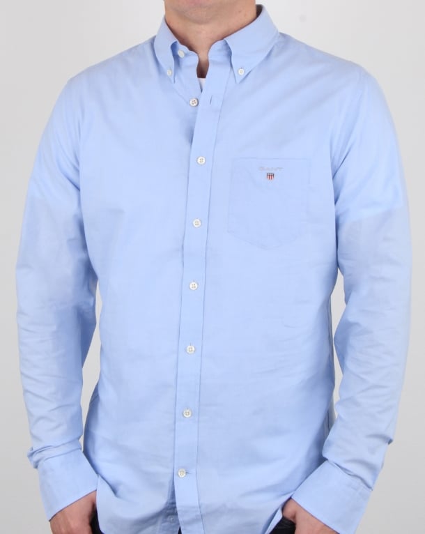 GANT SKJORTOR gant bred skjorta hamptons blå YBFBLLN