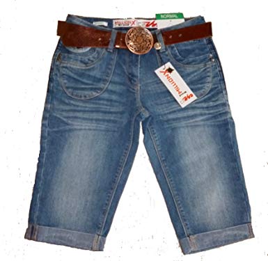 Million X ¾ Jeansshorts med Bronzegürtel Storlek 176 CM Blå: Amazon