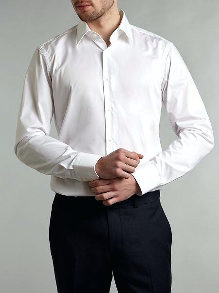Enzo Shirts Boss Chambray Cotton Dress Shirt Normal Fit Mörkgrå