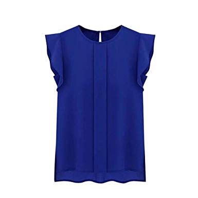 Blusar,Toraway kvinnor sommar tulpanärm chiffong blusskjorta (medium, blå)