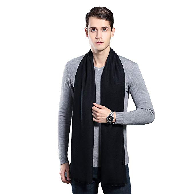 Cashmere scarf för män herr vinter cashmere scarf - ohayomi mode formella mjuka halsdukar för män (svart) WPMZMVC