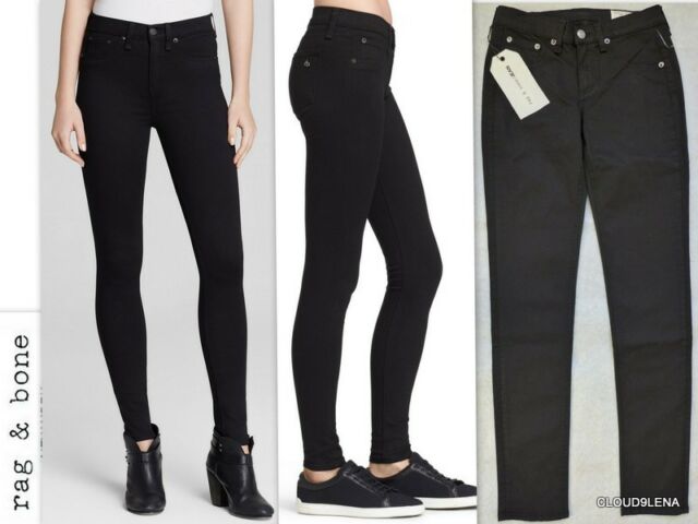 Rag & Bone Dam Jeans Storlek 26 Svart Legging Stretch SKINNY för