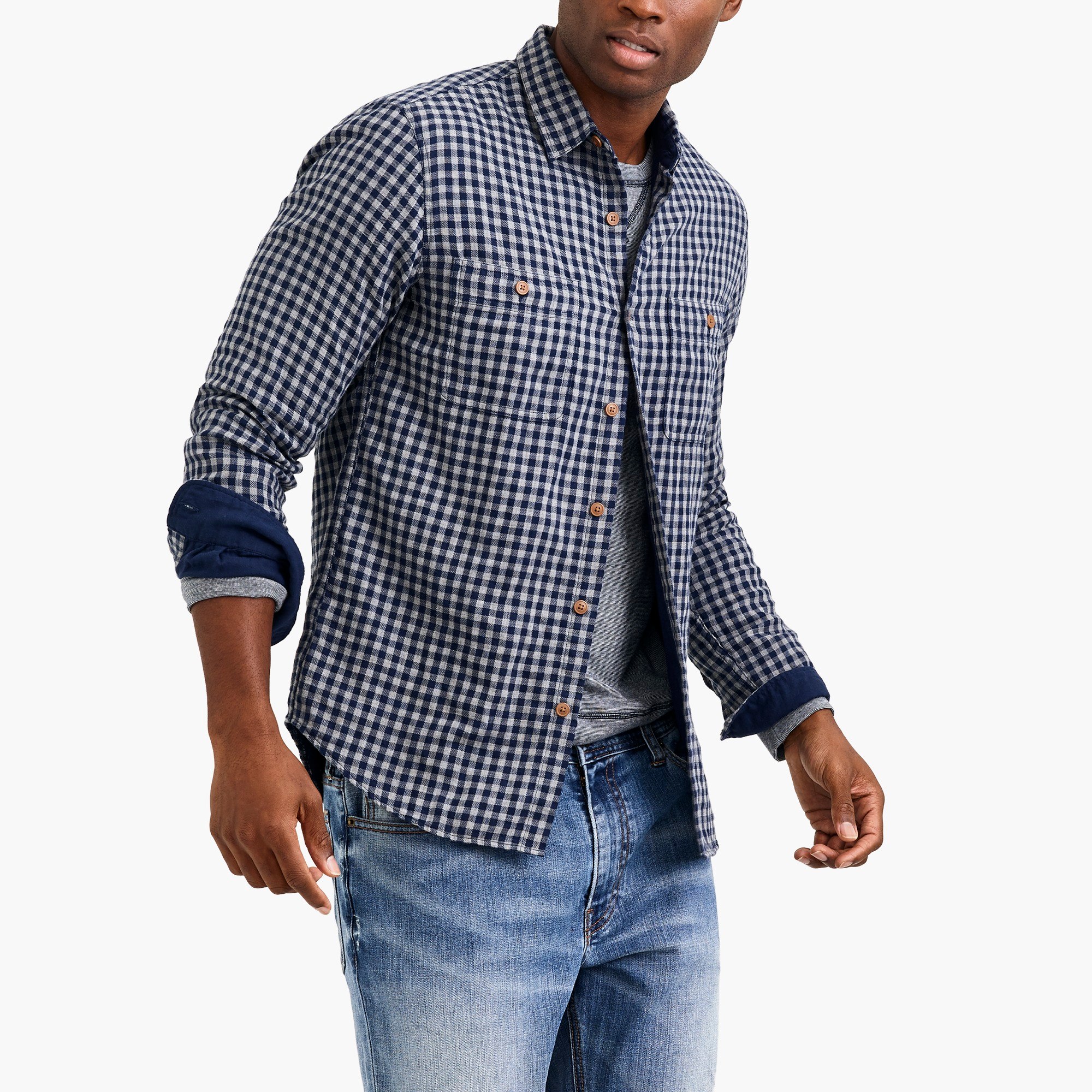 Smal skjorta med två lager i gingham : FactoryMen Double Layer Shirt