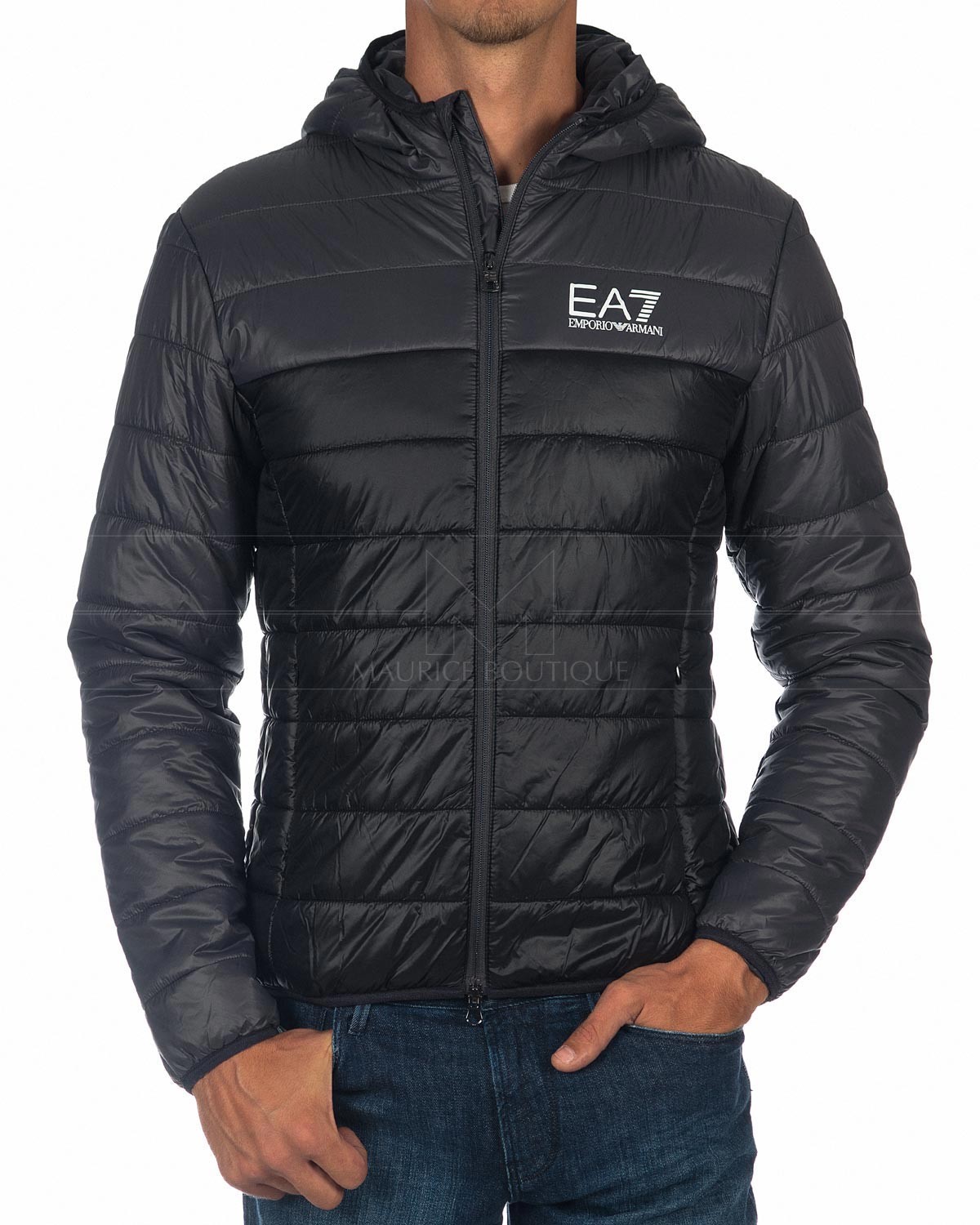 EA7 EMPORIO ARMANI Jackor ea7 emporio armani jacka hoodie - svart vit logotyp YJVEFUK