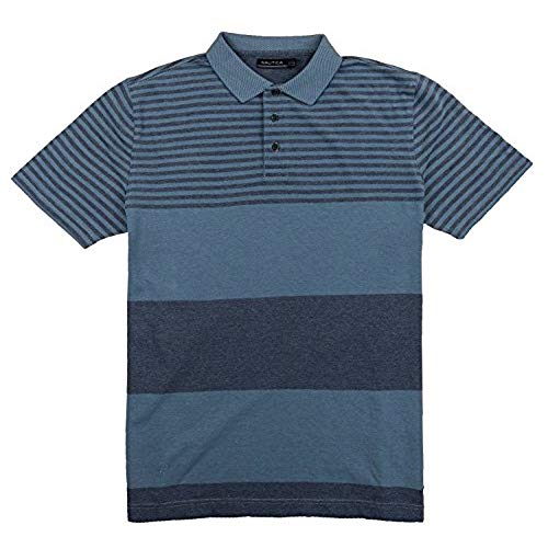 Stickade skjortor nautica kortärmad herrstickad piké golftröja randig (xl, tide blue) MAQFNWB
