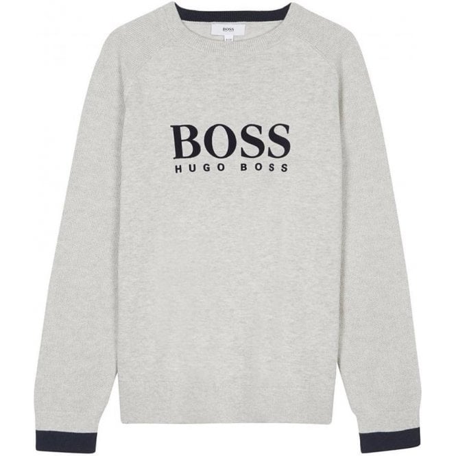 Hugo Boss Kids|Boss Kids Boss Pullover Sweatshirt i grått|Kameleon