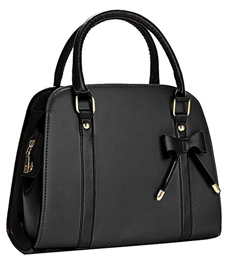 Handväskor coofit dam handväska liten rosett fritidsväskor med topphandtag axelväska handväska (svart) ARNIEHX