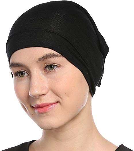 Amazon.com: Svart under halsduk Tube Cap med brätte (hijab tillbehör