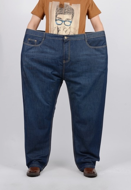 Jeans Stl 48 50 52 Plus Size Tvättad 100 % Bomull Denim Fritid Vild
