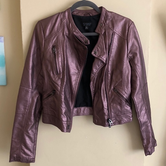 Topshop Jackor & kappor |  Lila metallic skinnjacka |  Poshmark