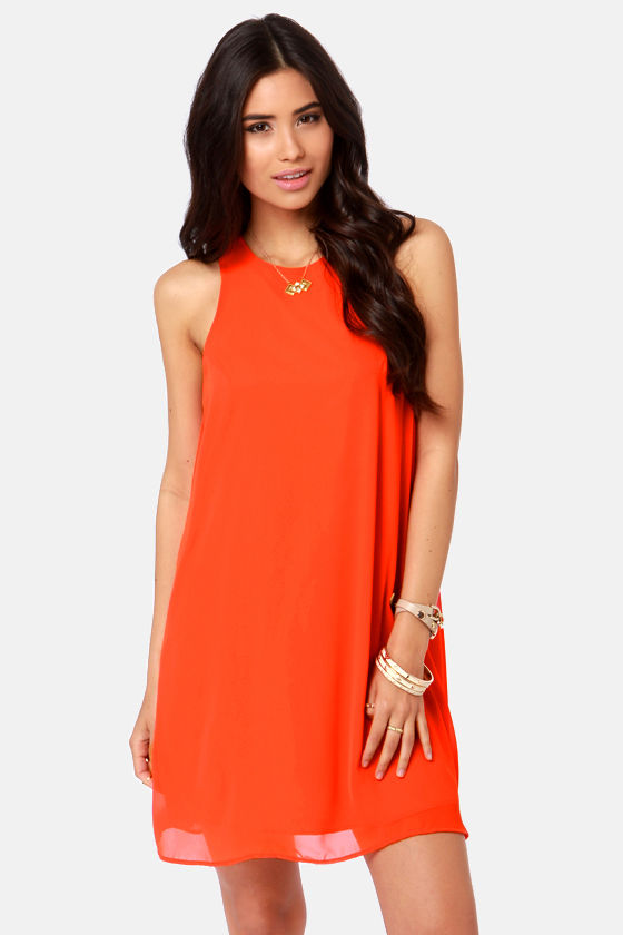 Söt orange klänning - chiffongklänning - skiftklänning - 37,00 $