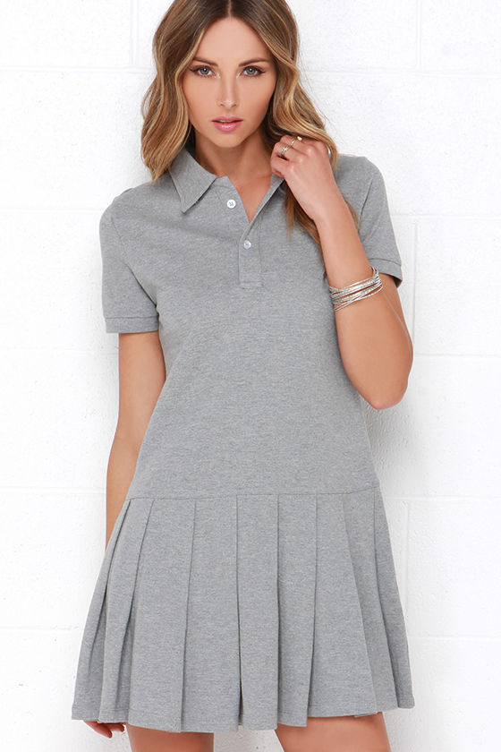 Söt grå klänning - plisserad klänning - poloklänning - 79,00 $
