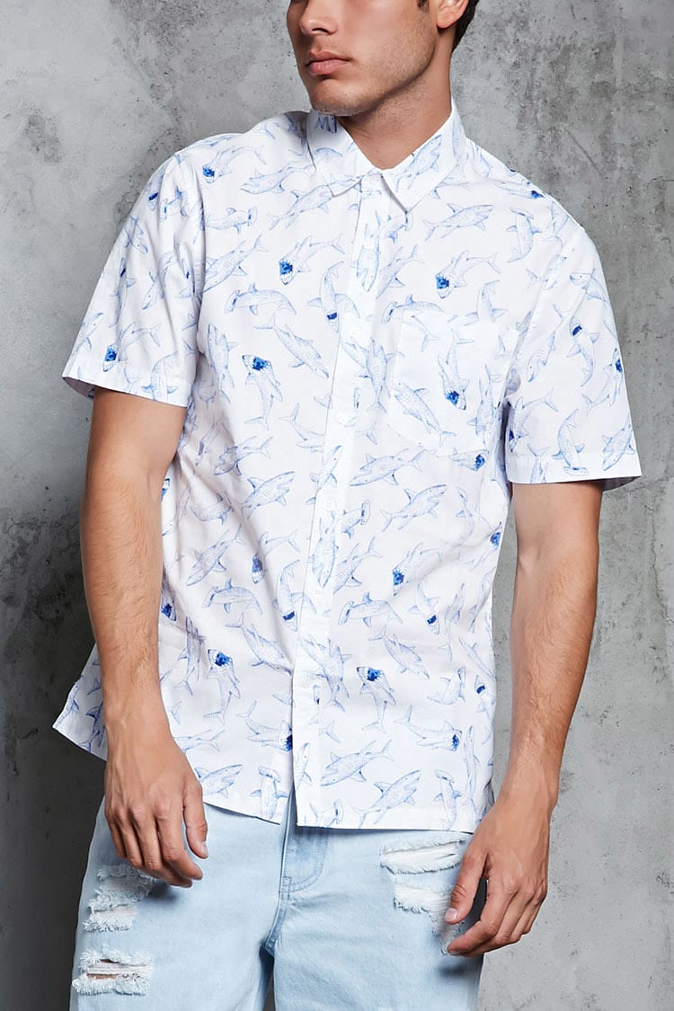 Shark Collar Shirts skjorta med hajtryck UQDANVJ
