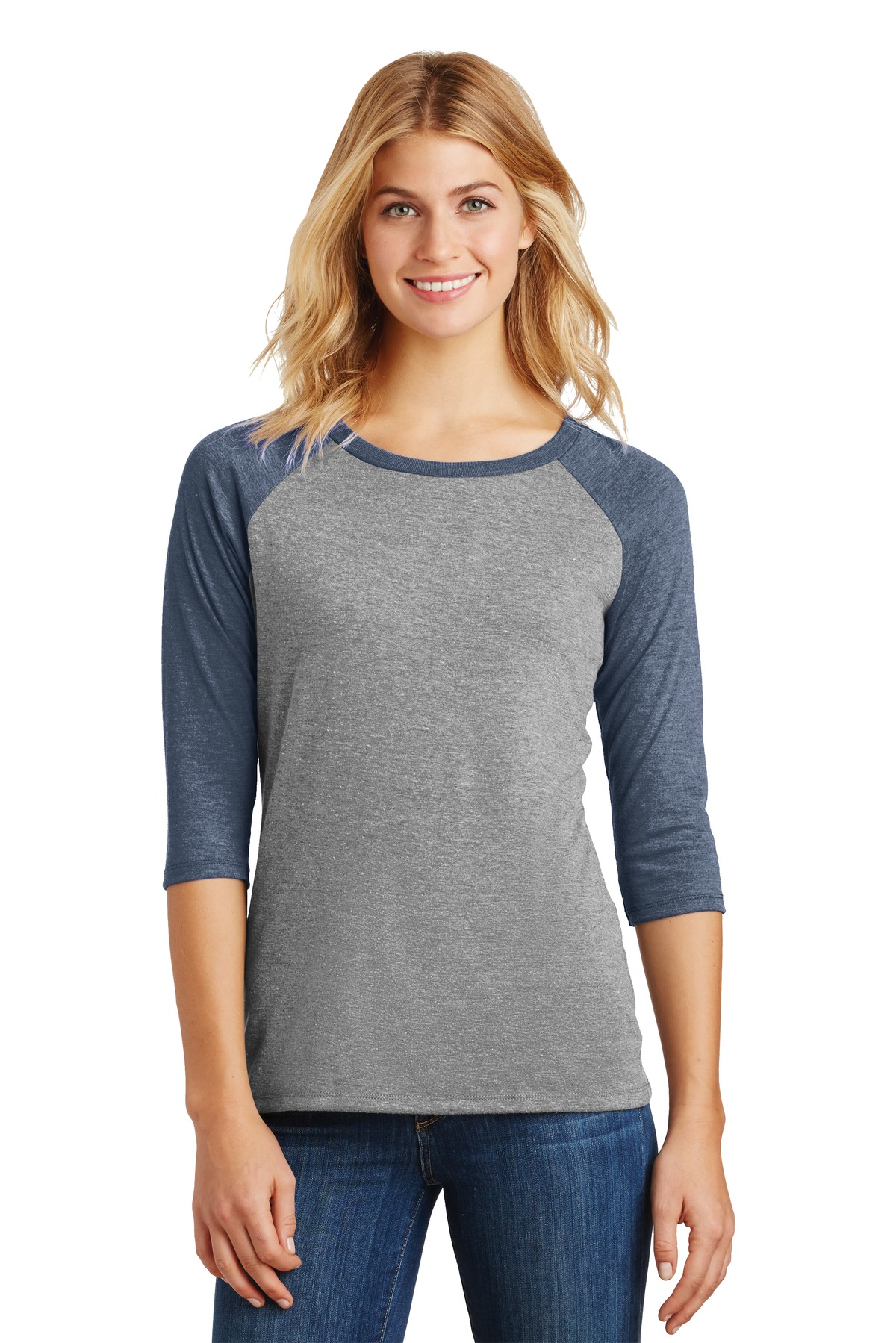 3/4-ärmade skjortor för kvinnor distriktstillverkade-damer-3-4-ärmar-raglan-t- KLWYWSV