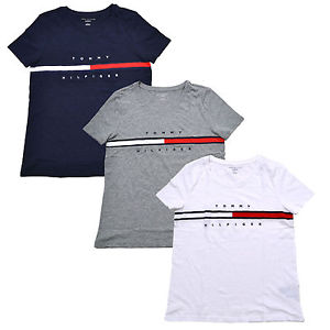 TOMMY HILFIGER SKJORTOR FÖR KVINNOR bilden laddas tommy-hilfiger-dam-t-shirt-stor-logotyp-avslappnad- GRWNDPN