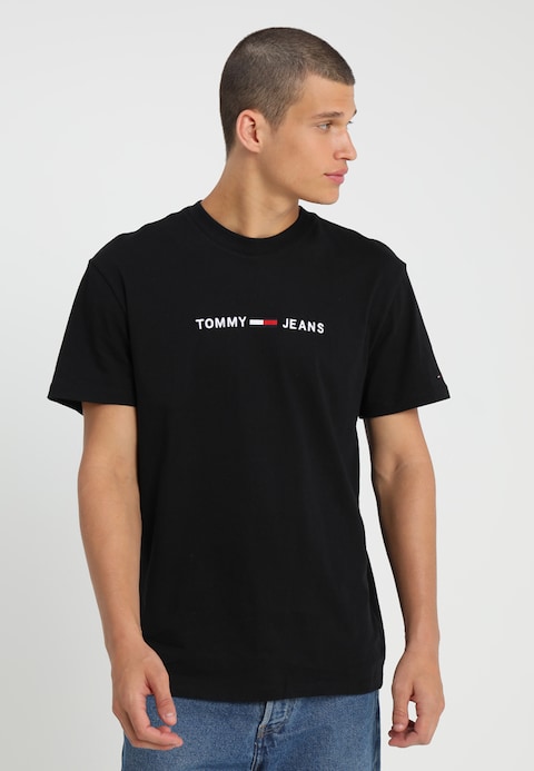 Tommy Jeans SMALL TEXT TEE - T-shirt med tryck - tommy svart - Zalando.se