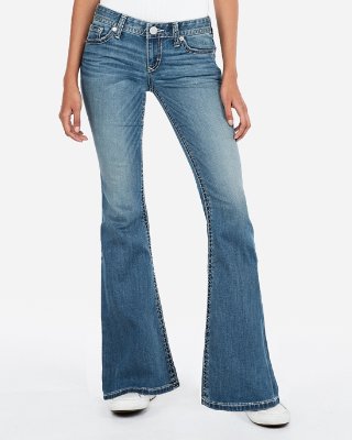 Utsvängda jeans låga tjocka sömmar stretch bell flare jeans |  uttrycka EJUZIJX